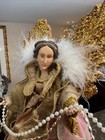 Victorian Christmas Angel Tree Topper Pink Rose Gold Ivory Lace Gown 12    Tall