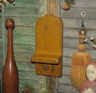 Primitive Antique Vtg Style Gold Wood Colonial Knickknack Shelf W hook Made Usa