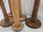 Lot Of 5 Antique Vintage Wooden Industrial Textile Bobbins Spools Primitives