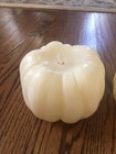 New Pottery Barn Premium Flickering Flameles Pumpkin Candle Ivory Terra Rust Nwt