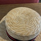Babyond Mens Brim Boater Hat Straw Hat Large Red Black String