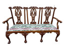 66942   Chippendale Mahogany Claw Foot Settee Loveseat Couch