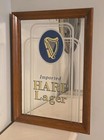 Vintage 70s Harp Irish Lager Beer Bar Mirror 20x14 Wood Frame Pub Sign Man Cave