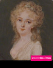 Signed Antique Early 1800s French Miniature Hand Painted Gouache Lady Portrait