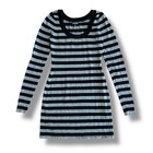 Express Striped Sweater Dress Xs Black Gray Long Sleeve Y2k Bodycon Mini