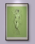 Original Mixed Media Female Portrait Figure Drawing Toned Paper  Size  5 5x8 5 