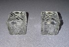 Miniature Clear Glass Salt And Pepper Shakers  pair   Silver Plated Tops