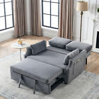 50   Velvet Convertible Sleeper Sofa Bed Loveseat Couch W  Pull-out Bed Grey