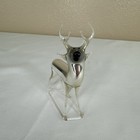 Antique Hand Blown Silver Mercury Glass Reindeer Original Sticker Germany