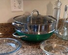 Simply Ming Jumbo Wok W  Steamer Insert   Lid Jade Enamel Copper Nonstick 13  