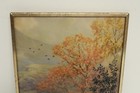 Vintage Framed Wall Art Autumn Scenery Black Silhouette Bubble Cover 8  X 6 