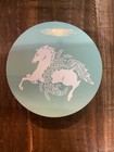 Vtg Elizabeth Arden Celluloid Blue Grass Dusting Powder Box Full W  Puff Pegasus