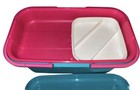 Vtg Eagle Craftstor Craft Sew Tote Organizer W tray Teal Pink Retro Usa