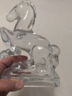 Rearing Horse Bookends Pair Set Clear Glass Art Deco Vintage