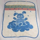 San Marcos Vintage Bunny Baby Blanket 41 X 45 Blue Acrylic Vtg