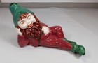 Vtg Garden Gnome 1978 Hand Painted Ceramic Sleeping Gnome Elf Pixie 11  