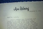 Ann Helming Author A Woman s Place Autographed Typed Letter Nov  8 1962  Rare