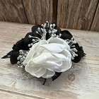 Handmade Silk Wrist Corsage Black And White With Silver Embellishments