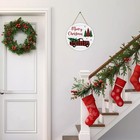 Merry Christmas Wreath Door Hanger Sign Decorations  Wooden For Front Door