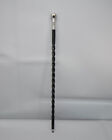 Elegant Walking Stick  Twisted Cane  Wood And Metal  Black And Silver Designer