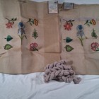 2 Vtg Floral Wool Needlepoint Pre-worked Canvas Hiawatha 25x25 Canvas   Yarn