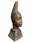 Benin Edo Style Queen Mother Iyoba Bronze Commemorative Head Bust 14 5in