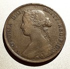 New Brunswick canada 1864  Large Cent Km-6 Q  Victoria Ef Postpaid-usa