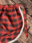 Vintage 1950s Red Tartan Plaid Half Apron With Lace Trim