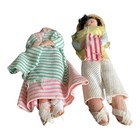 Small Vintage Mexico Dolls Man Woman Child Mexican Folk Art