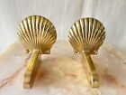 Vintage Brass Scalloped Seashell Towel Rack Holders Set Of Two With Bars
