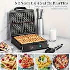 Non-stick Square Belgian Waffle Maker Heavy Duty 4 Slice Baking Iron Maker