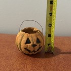 1930s Pumpkin Jack O Lantern Halloween Candy Container Paper Mache Double Sided