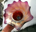 Antique Westmoreland Leaf Swirl Amethyst Carnival Glass Compote C 1910