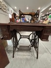 Antique Singer Sewing Machine In Original Cabinet