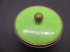 Vintage Glass Powder Vanity Box Green Celluloid Lid  3 Leg Frosted