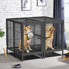 Jumbo Heavy Duty Metal Double Dog Cage Kennel Crate Playpen With Divider   tray