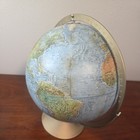 Vintage Replogle Land And Sea Globe 12 Inch Raised Surface  Metal Base  2 Axis