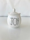 Joy Rae Dunn By Magenta Sugar Bowl Black Words Christmas Rare 5 5    W Lid