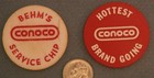 2 Conoco Plastic Tokens Pepsi Logo On One With Behm s Service Chip Tray17-24