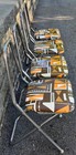 Vintage 60s Chrome Folding Child Chairs Mid Century Modern Geometric Fabric Mcm