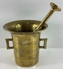 Large Vintage Heavy Brass Mortar   Pastel Set Apothecary Pharmacy 6  D X 5 75  H