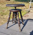 Antique Chas Parker Meriden Ct Mahogany Organ Or Piano Stool Iron W Glass Feet