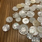 Antique Vintage Simply Carved White Mop Buttons - Small To Large - Old Lot