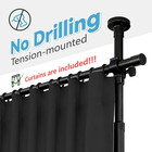 No Drill Room Divider Curtain Set Adjustable Tension Rod Black Privacy Screen