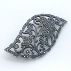Vintage Sterling Silver Marcasite Peacock Floral Brooch Signed Nd