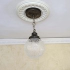 653c Vintage Antique Crackled Glass Shade Ceiling Light Fixture Pendant