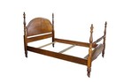 Vintage Federal Sheraton Revival 4 Post Matchbook Walnut Full Size Bed Frame