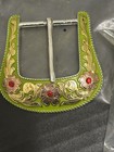 Vintage Tandy Leather Factory Green Canyon Buckle Set Wruby 1-1 2  New In Pkg