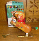 Vintage Japanese Tin Jumping Dog Wind Up Toy - Works - With Box