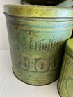 Vtg 1977 Fluffy Brand Ballonoff Canister Set Flour Tea Sugar Coffee Nesting Tins